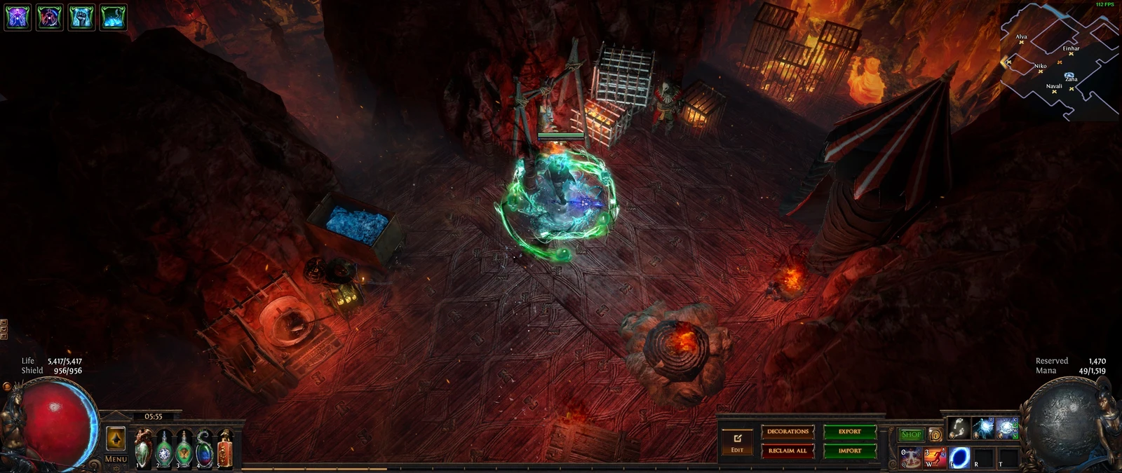 Fire Domain, a Path of Exile 1 hideout built in Skeletal Hideout by castamere